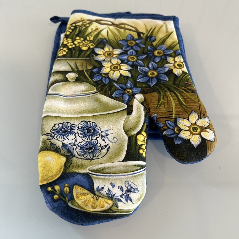 Kitchen Pot Holder  Oven Mitt‎ Set Vintage Franco Teapot